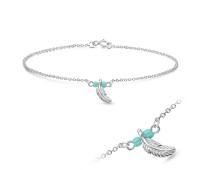 Dangling Feather Silver Anklet ANK-402-B